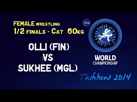 Semifinal - Female Wrestling 60 kg - P. OLLI (FIN) vs T. SUKHEE (MGL) - Tashkent 2014