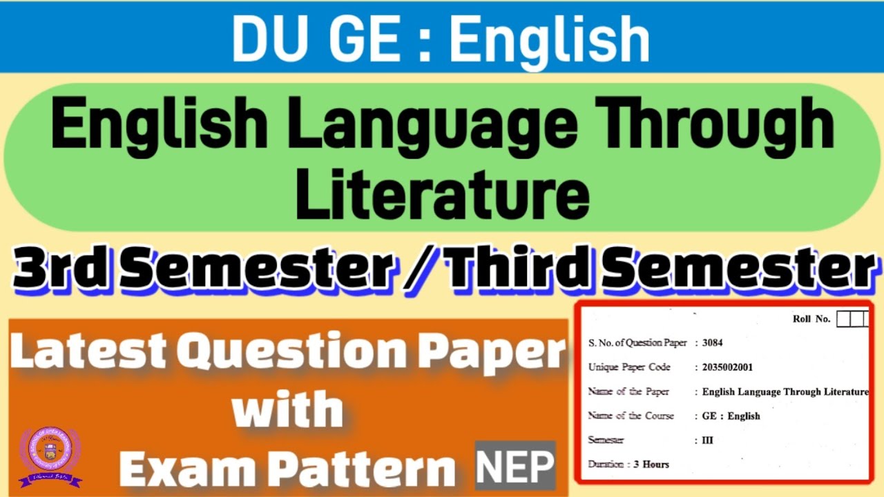 English Language Through literature ge English 3rd Semester Previous question paper du sol / regular