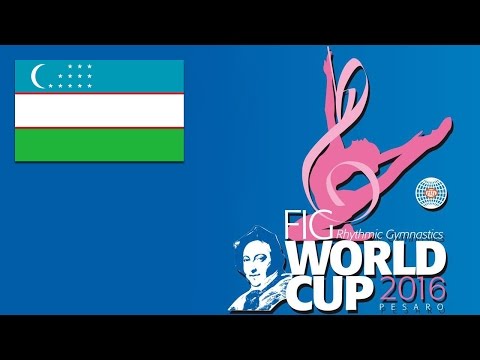Uzbekistan Group AA 6 Clubs 2 Hoops Rhythmic Gymnastics World Cup 2016 Pesaro
