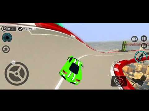 level -27 , impossible stunt car tracks 3d green car driving game ,stunt mode |expert s game player