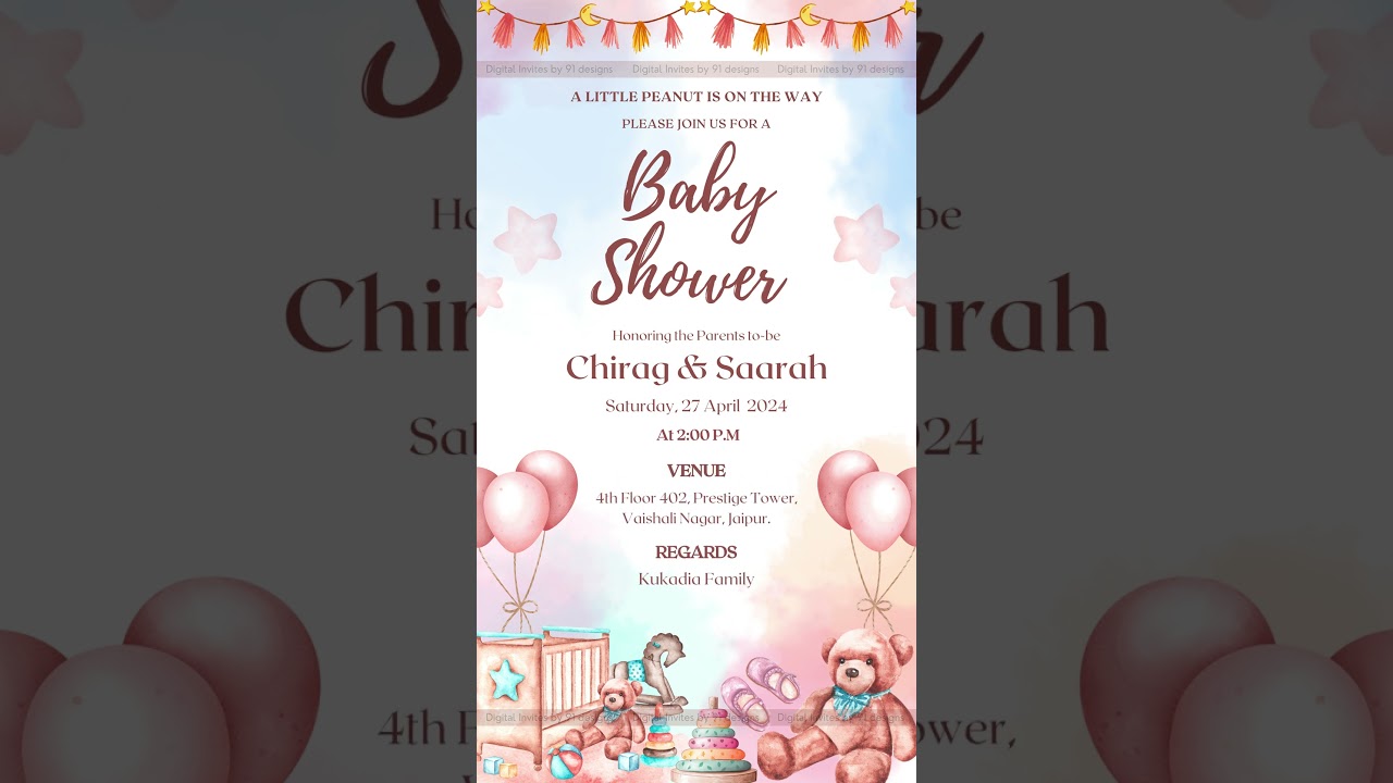 Dreamy Clouds & Stars Baby Shower Invite