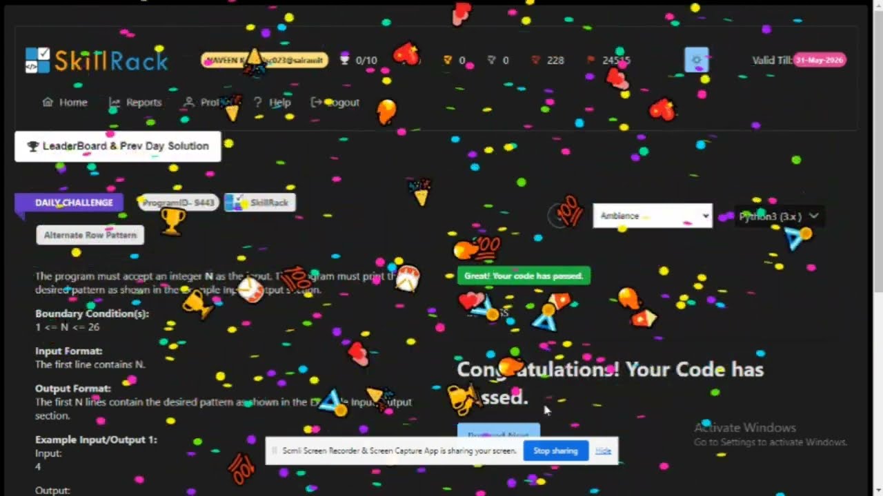 skillrack daily challenge|skillrack python|30/9/2023|skillrack today solution|EVEN BORDER MATRIX|