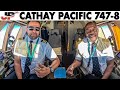 Cathay Pacific Boeing 747-8 Cockpit to Alaska with Captain Obet