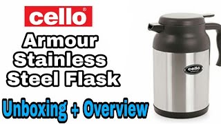 thermos flask cello armour Stainless Steel Flask, 1.2 Litres, Black hot water vacuum