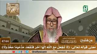 [4744] معنى قوله تعالى: ﴿لا تجعل مع الله إلٰها آخر فتقعد مذموما مخذولا﴾ - صالح الفوزان