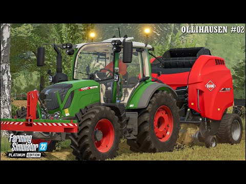 Baling Straw. Hauling & Selling Straw Round Bales🔹Ollihausen Ep.02🔹Farming Simulator 22