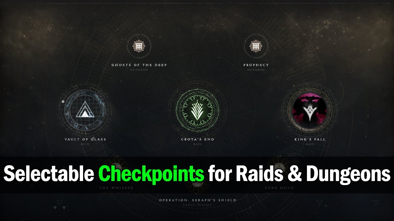 I Would Like Selectable Checkpoints In Raids & Dungeons. [Destiny 2]