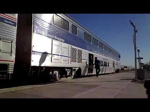 Amtrak 763 Pulls into Van Nuys. 1-10-12.
