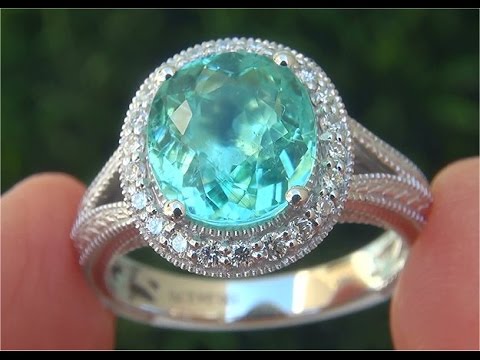 GIA Certified Natural Copper & Manganese Bearing Paraiba Tourmaline Diamond 14k Gold Ring - C803