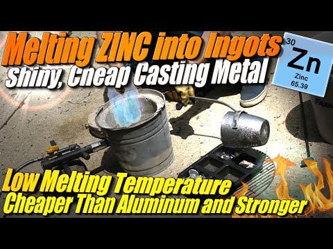 Melting zinc metal into ingots