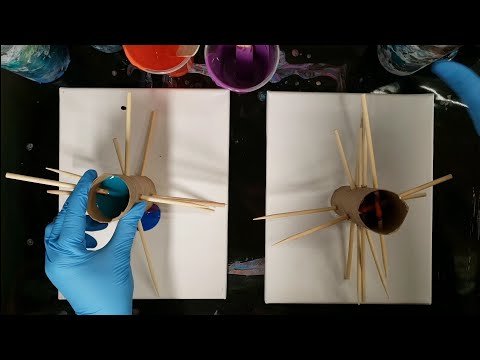 DOUBLE skewer pour! New fluid art acrylic pour technique