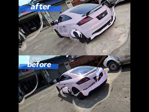 audi tt mk2 06-14 install ttrs carbon fiber spoiler ＆ four out rear diffuser exhaust pipe