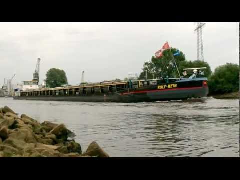 Vorbeifahrt Binnenschiff Rolf Hein GMS 05501830 zu Berg auf Hunte beim WSA in Oldenburg