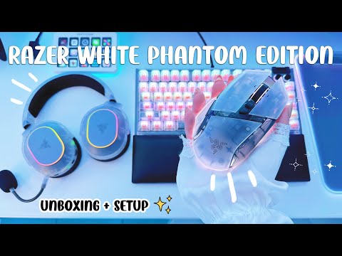 ☁️ Razer White Phantom Edition Aesthetic Unboxing & Setup 🩵 Genshin Impact Gaming | Type Test