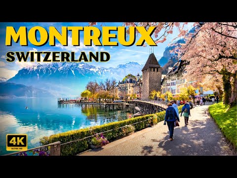 Spring in Montreux, Switzerland ????????Walking Tour 4K