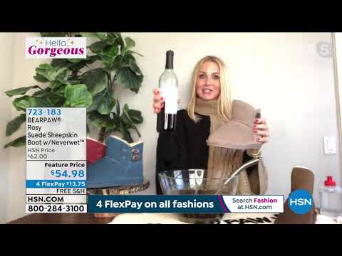 BEARPAW Rosy Suede Sheepskin Button Boot with NeverWet