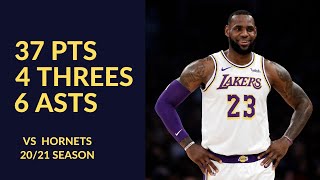 LeBron James 37 Pts 4 Threes 8 Rebs 6 Asts Highlights vs Charlotte Hornets | NBA 20/21 Season