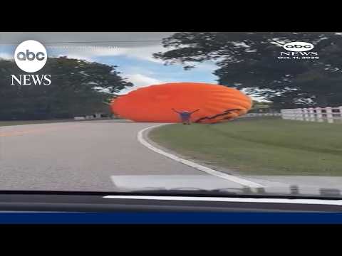 Giant inflatable pumpkin goes rogue, rolling down North Carolina road