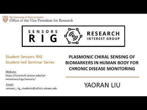 Sensors RIG seminar. Yaoran Liu. plasmonic chiral sensing of biomarkers in human body