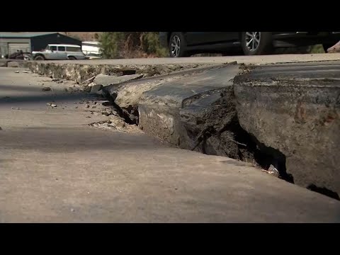 Authorities in Ridgecrest, California says roads are safe to drive and water and power have been restored. Some people slept in tents after two huge earthquakes. Trona has electricity, but water and gas were out for many homes on Sunday. (July 8)