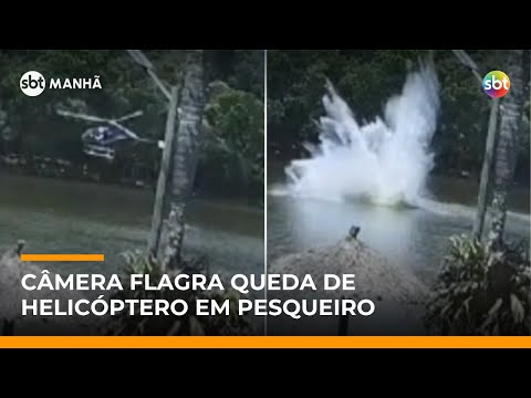 Flagra: Helicóptero cai em lago de pesqueiro em São Roque (SP) | #SBTManha