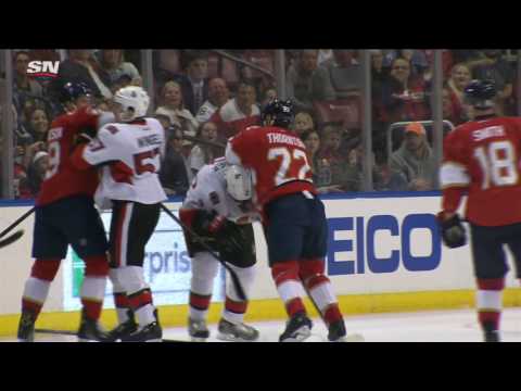 Thornton goes after Phaneuf who wants nothing to do with him