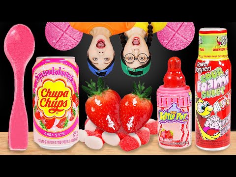 Клубнично-розовая еда Мукбанг DONA ДОНА Русский