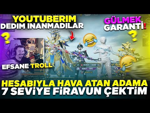 HESABIYLA HAVA ATAN ADAMA 7 SEVİYE FİRAVUN ÇEKTİM ŞOK OLDU - PUBG MOBİLE RASTGELE TAKIM TROLL