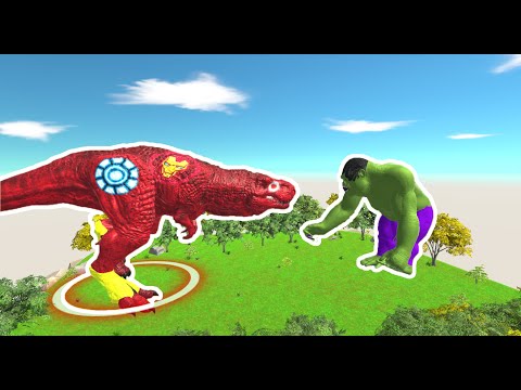 IRON MAN T-REX vs HULK GORO DEATH RUN - Animal Revolt Battle Simulator Full Gameplay [ARBS]