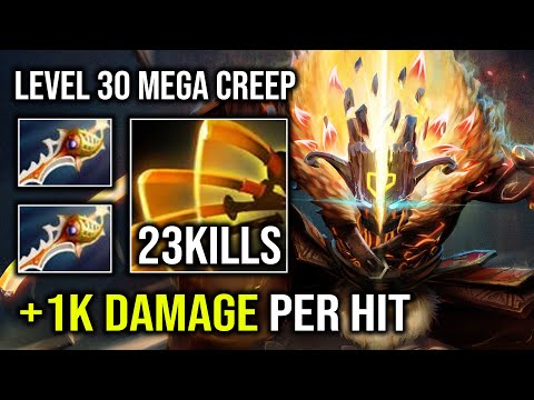 WTF +1K Damage Per Hit Mega Creep Battle Level 30 Divine Rapier Juggernaut 7.33b Dota 2