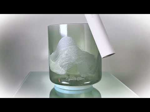 Azeztulite, Sage Aura Gold, Frosted Rim Inside Crystal Tones® Alchemy Crystal Singing Bowl 6" A-25