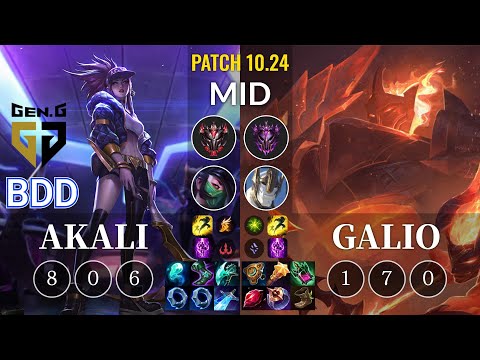 GEN Bdd Akali vs Galio Mid - KR Patch 10.24