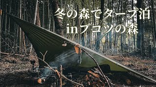【ブコツの森】冬の森でタープ泊【バックパック】