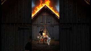 Brave Man and Husky Save Trapped Sheep from Burning Barn 🔥🐕 | Real-Life Rescue