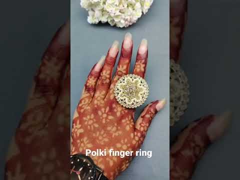 Brass,kundan golden new stylish designer polki finger ring.,...