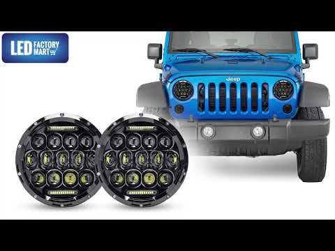 LED Factory Mart Honey Combo 7" 75W Cree LED Headlight with DRL Hi/Lo Beam For 97-20 Jeep Wrangler.