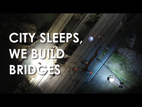 MIDNIGHT BRIDGE CONSTRUCTION TIMELAPSE | Stunning Drone Footage | Civil Engineering