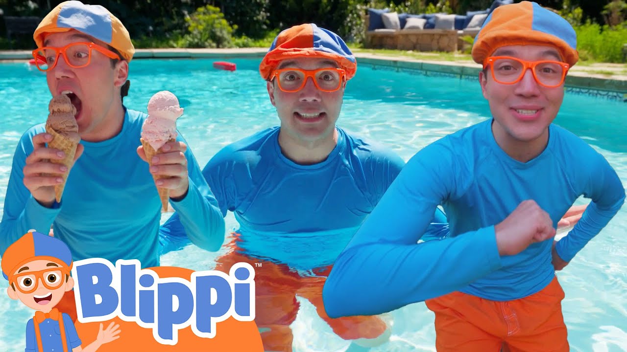 Blippi Takes A Dip In The Pool | Blippi Educational Videos for Kids | Moonbug Kids - Back To School