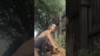yard-care ASMR in the evening rain #yardwork #overalls #asmr #rainsounds