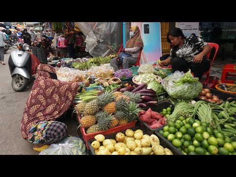 Morning Muslim Food Market @Kilometers 7 - Morning Daily LifeStyle Of Muslim Vendors Chrang Chamresh