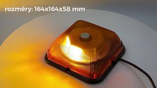 LED maják, 12-24V, 164 x 164mm, 64LED oranžový fix, ECE R10 R65