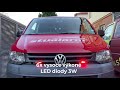Červený LED predátor do mriežky 12/24V - 6x 3W / 19 režimov výstražného blikania / ECE R65 (90x13x35mm) - Video Youtube