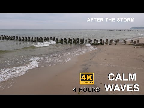 Calm Sea Waves - Sounds of Baltic After the Storm - Meditate-Relax-Study-Heal with Peaceful sea - 4h