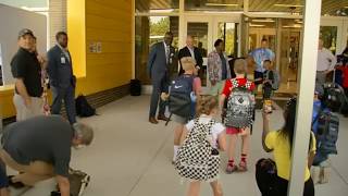 Students return to class in Wake County for the first day of the traditional calendar year