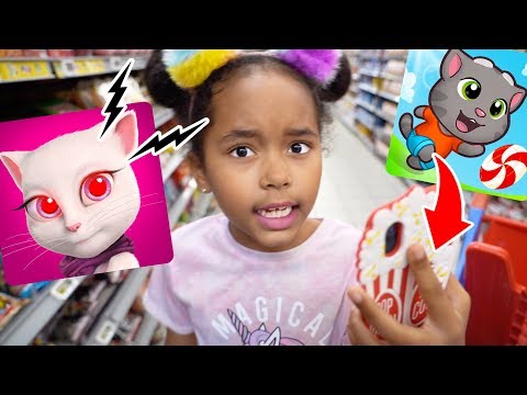 Ne PAS jouer avec Talking ANGELA sur TOM CANDY RUN, CHANTAGE aux BONBONS !!