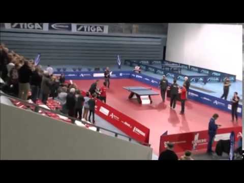 Comemoração Após Vitória de Gustavo Tsuboi do TTC Schwalbe Bergneustadt