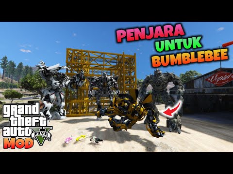 TRANSFORMER SOUNDWAVE DAN STARSCREAM MEMBUAT PENJARA UNTUK BUMBLEBEE - GTA 5 MOD TRANSFORMER