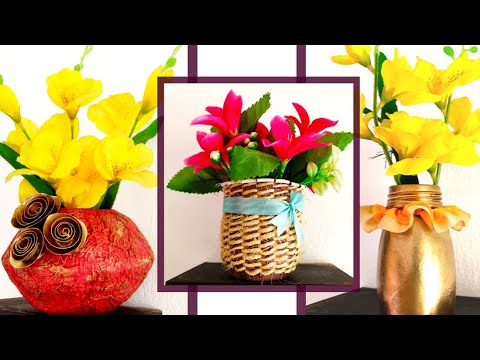 DIY | 3 flower vase easy making at home | home decor | waste material craft idea | Piyali'sCraftZone