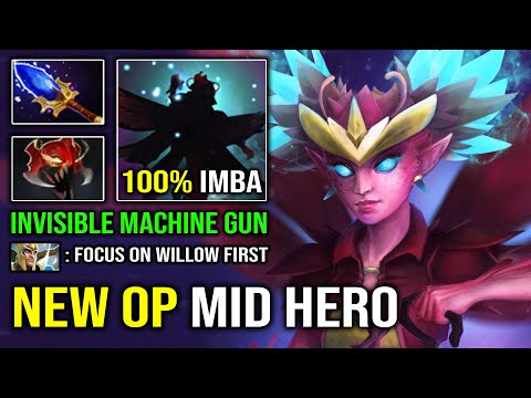 NEW OP MID HERO Machine Gun Invisible Dark Willow 100% Counter Everyone on Map Dota 2