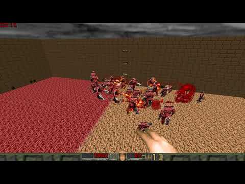 Doom infighting 20 overlord of hell vs 20 rotten cyberdemon